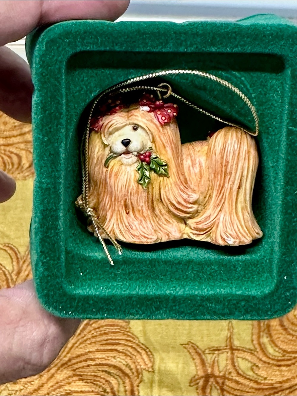 Russ Handpainted Ornament Wags to Whiskers Shih Tzu Dog in Original Box VTG